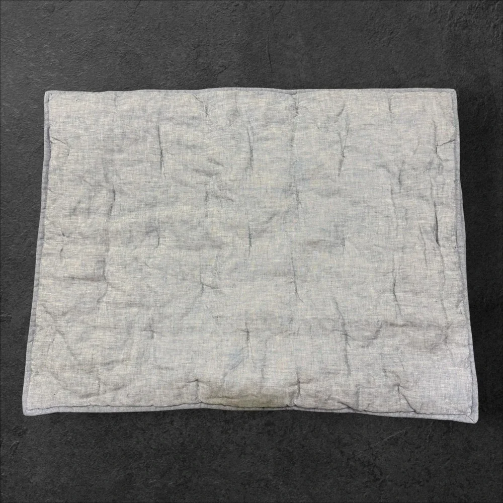 Pottery Barn King Belgian Linen Quilt Comforter 1 Standard Sham Light Blue